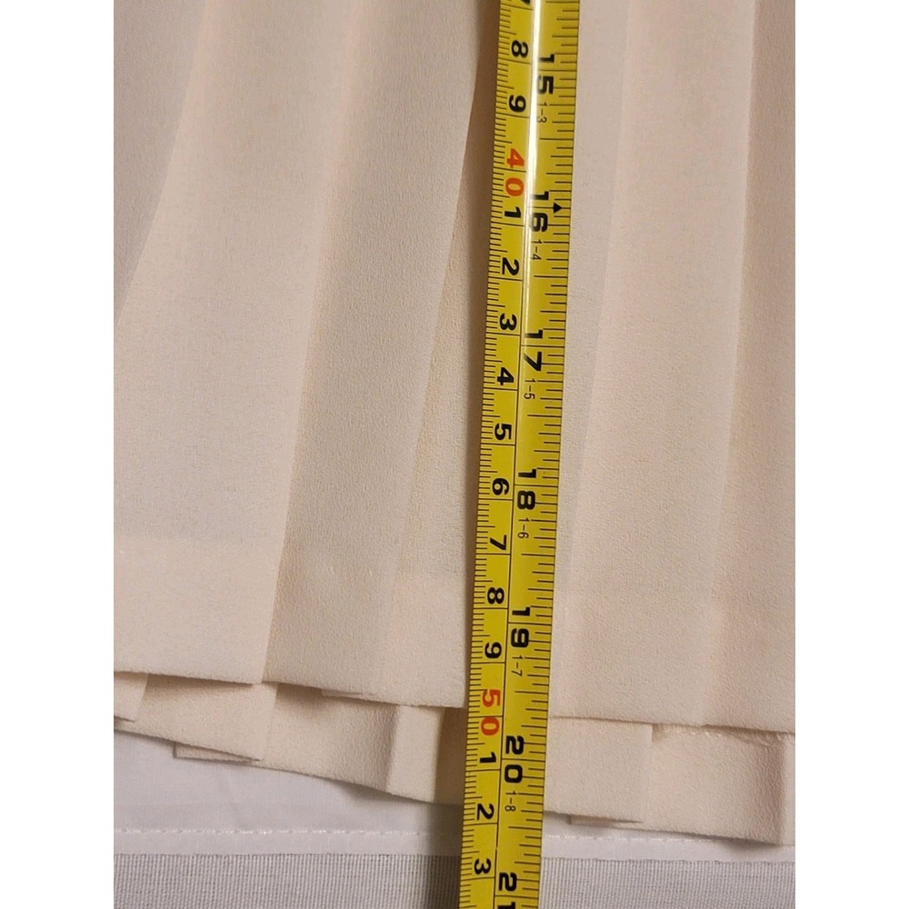 Vintage 90s Esprit Essentials Pleated Mini Skirt Ivory Cream Women's Medium - Picture 10 of 12